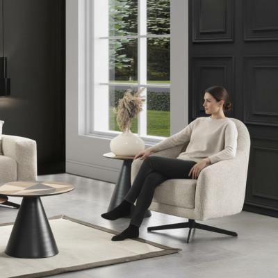 Luxus Sessel Stilvoll Möbel Wohnzimmer Design Drehbar Lounge Club Holz