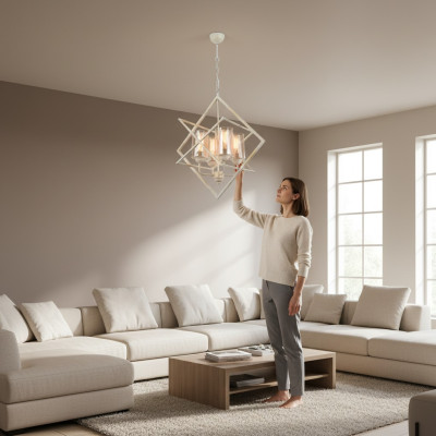 Deckenlampe Lampe Leuchte Wohnzimmer glänzendem Glas Stil Lampen Leuchten