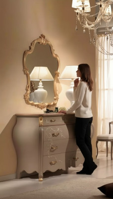 Kommode Spiegel Gruppe Holzdesign Beistellschrank Schrank Möbel Set 2tlg