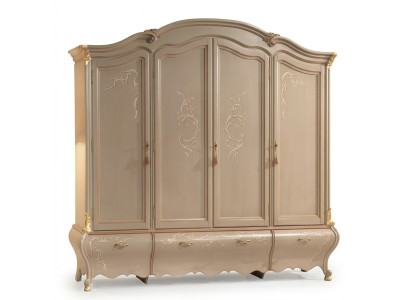 Großer Klassischer Viertüriger Kleiderschrank Luxus Massivholz Möbel