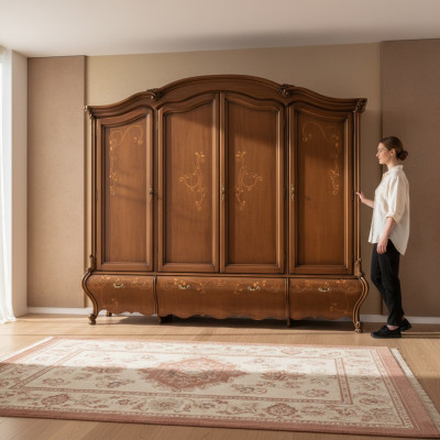 Massivholz Kleiderschrank Klassisch Luxus Schlafzimmer Möbel Braun Neu