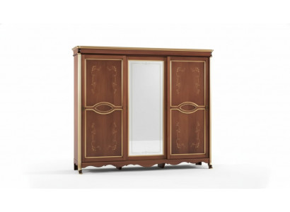 Brauner Klassischer Massivholz Kleiderschrank Spiegel Schlafzimmer Möbel