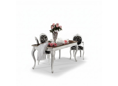 Design Esszimmer Holzmöbel 4x Stuhl weiß Tisch Essgruppe Essgarnitur Set 5tlg