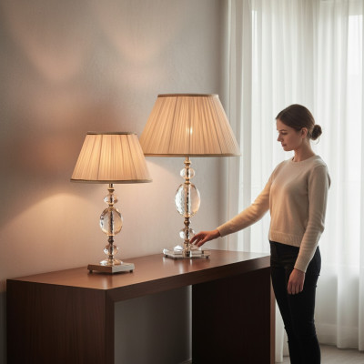 Designer Kristall Tischlampe Kronleuchter Wohnzimmer Einrichtung Modern