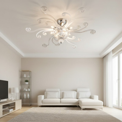 Luxus Deckenleuchter Weiß Kronleuchter Deckenlampe Lüster Kristall Lampe