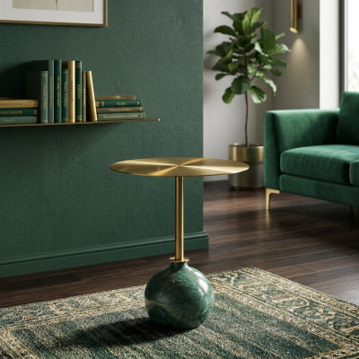 Runder Gold Beistelltisch Couchtisch Schlafzimmer Kommode Tische Konsole