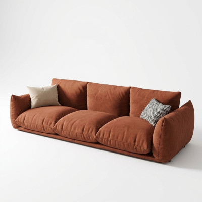 Sofa 3 Sitzer Textil Holz Modern Braun Sofa Polster Couch Luxus Neu Sofa
