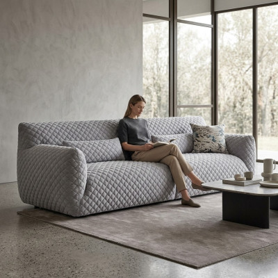Wohnzimmer Sofa 3 Sitzer Grau Polster Sofas Design Holz Textil neu Modern
