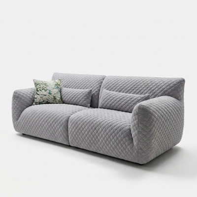 Wohnzimmer Sofa 3 Sitzer Grau Polster Sofas Design Holz Textil neu Modern