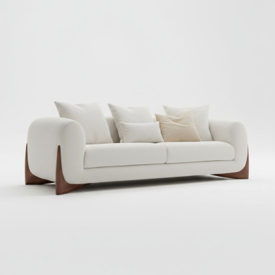 Sofa 3 Sitzer Weiß Hochwertig Polster Sofas Design Textil neu Modern
