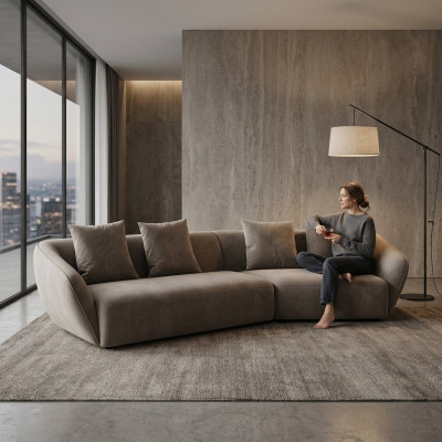 Exklusives luxuriöse 4-Sitzer-Sofa Stoffsitz moderne Textilmöbel Grau Farbe