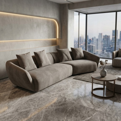 Exklusives luxuriöse 4-Sitzer-Sofa Stoffsitz moderne Textilmöbel Grau Farbe