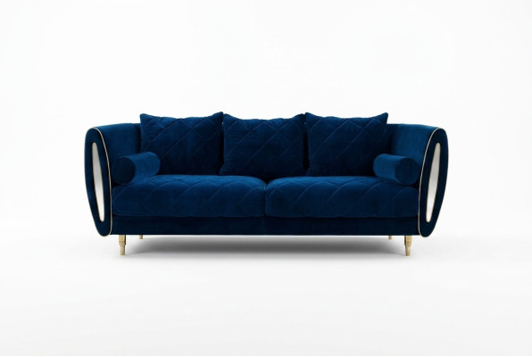 Design Blau 3 Sitzer Relax Sofas Sofa Textil Polster Couch Stoff Couchen