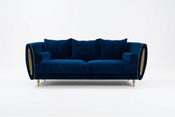 Design Blau 2 Sitzer Relax Sofas Sofa Textil Polster Couch Stoff Couchen