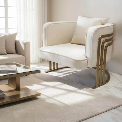 Hochwertig Textil Sessel Stilvolle Weiß Sessel modern Sessel Fernseh Couch