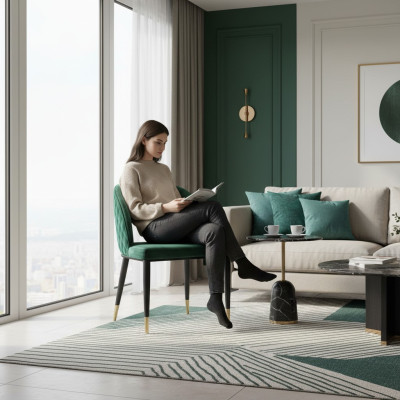 Esszimmerstühle Wohnzimmer Grün stilvolle Stuhl mit Holzbeinen Modern 