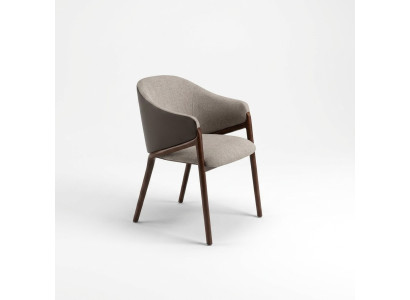 Designer Taupe Esszimmer Stuhl Holzgestell Luxus Polster Einsitzer Stühle