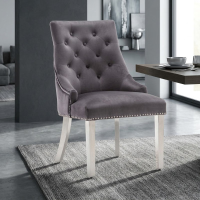 Grauer Esszimmer Chesterfield Stuhl Textilstuhl Luxuriöser Einsitzer
