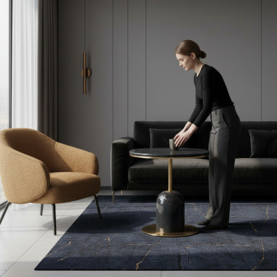 Runder Wohnzimmer Beistelltisch Schwarzer Sofatisch Luxus Couchtisch Tisch