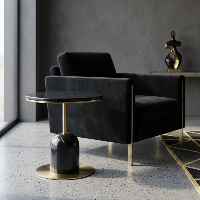 Runder Wohnzimmer Beistelltisch Schwarzer Sofatisch Luxus Couchtisch Tisch