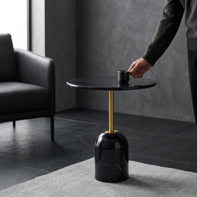 Schwarzer Beistelltisch Wohnzimmer Tische Modernes Rundes Design Konsole Tisch