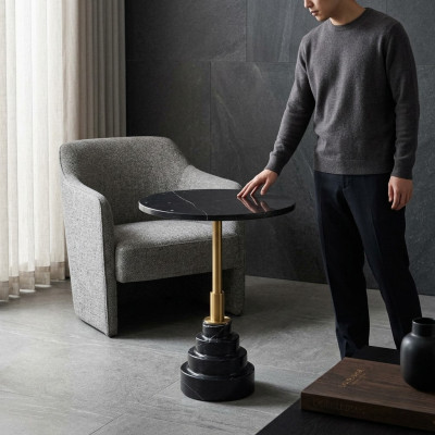 Beistell Tische Wohnzimmer Rund Modern Schwarz Couchtisch Luxus Marmor Tisch