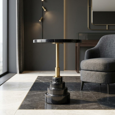 Beistell Tische Wohnzimmer Rund Modern Schwarz Couchtisch Luxus Marmor Tisch
