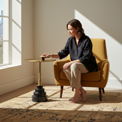Beistelltisch Tisch Design Luxus Tische Möbel Edelstahl Runder Metall Gold