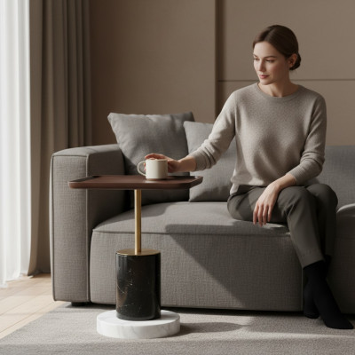 Designer Beistelltisch Couchtisch Wohnzimmer Möbel Kaffeetisch Marmor Tisch