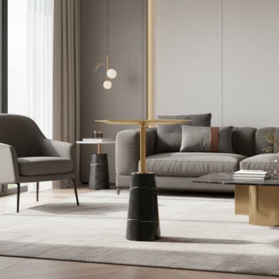 Designer Goldener Beistelltisch Luxus Kaffeetisch Wohnzimmer Couchtisch