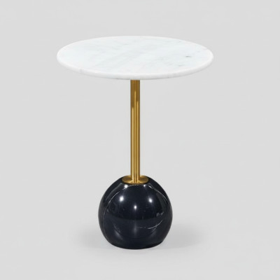 Schwarz-Weißer Beistelltisch Marmor Möbel Designer Wohnzimmer Couchtische