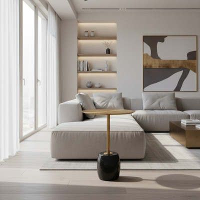 Gold-Schwarzer Couchtisch Designer Wohnzimmer Stilvolle Beistelltische