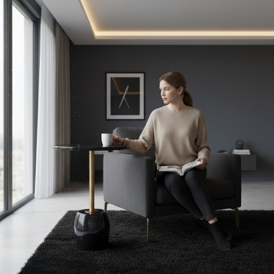 Schwarzer Couchtisch Luxus Kaffeetisch Wohnzimmer Design Beistelltische