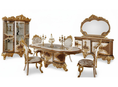 Luxus Weiße Klassisches Esszimmer Garnitur Esstisch 6x Stühle Kommode