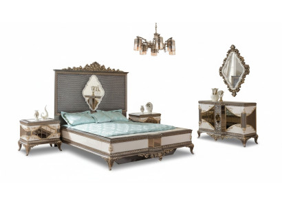 Klassische Schlafzimmer Garnitur Hochwertiges Set Doppelbett Kommode Sofa