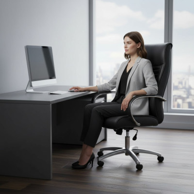 Stylish Gaming Chair Schwarz Bürostuhl Schreibtisch Drehstuhl Chefsessel Neu