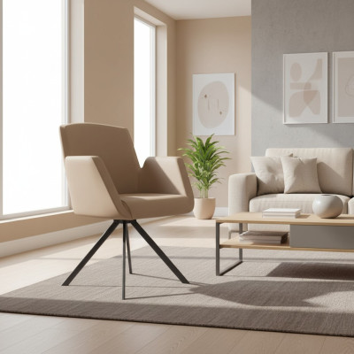 Stuhl Polsterung Kunstleder Bürostühle Modern Computer Stühle Möbel Beige Neu