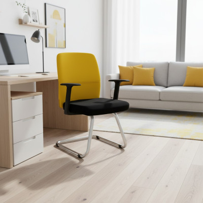 Modern Luxus Polster Stühle Gelb Designer Möbel Textil Lehnstuhl neu