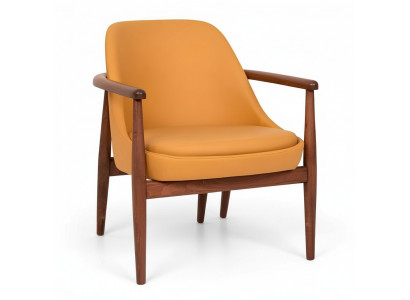 Designer Orange Polster Stuhl Esszimmerstühle Holzgestell Einsitzer
