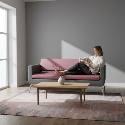 Grau-Rosa Dreisitzer Luxus 3-Sitzer Hochwertiges Polster Designer Couch