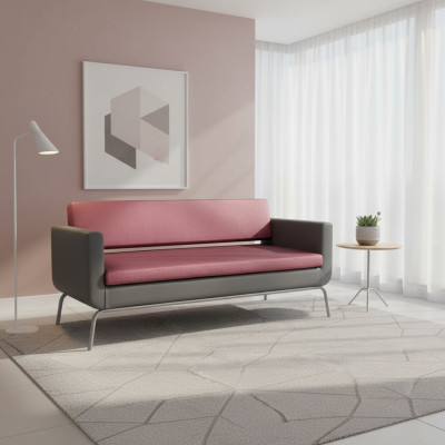 Grau-Rosa Dreisitzer Luxus 3-Sitzer Hochwertiges Polster Designer Couch