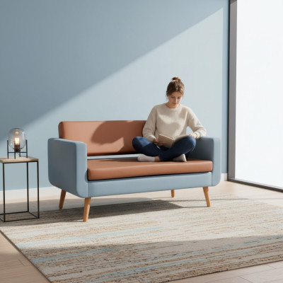 Grau-Oranges Sofa Luxus 3-Sitzer Designer Couch Wohnzimmer Polster 3-er