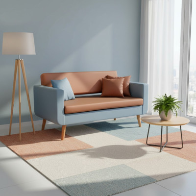 Grau-Oranges Sofa Luxus 3-Sitzer Designer Couch Wohnzimmer Polster 3-er