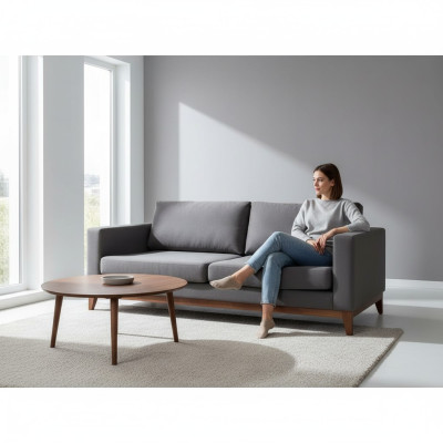 Grauer Zweisitzer Designer 2-Sitzer Couch Wohnzimmer Textil Polstersofa