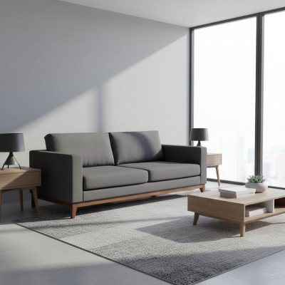 Grauer Zweisitzer Designer 2-Sitzer Couch Wohnzimmer Textil Polstersofa