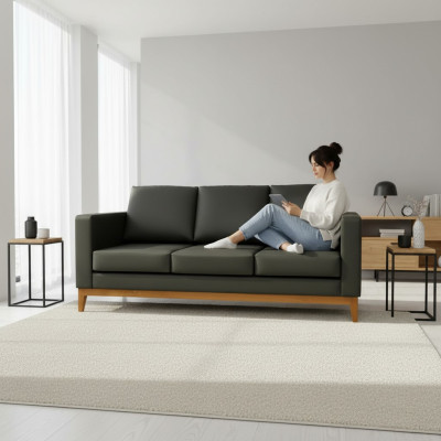 Schwarzes Büro Sofa Designer 3-Sitzer Couch Wohnzimmer 3-er Polstersofa