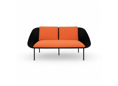 Schwarz-Oranger 2-Sitzer Arbeitszimmer Polster Modern Couch Textil Sofas