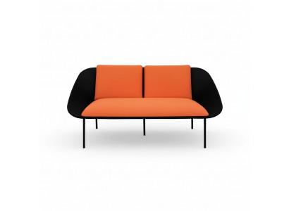 Schwarz-Oranger 2-Sitzer Arbeitszimmer Polster Modern Couch Textil Sofas