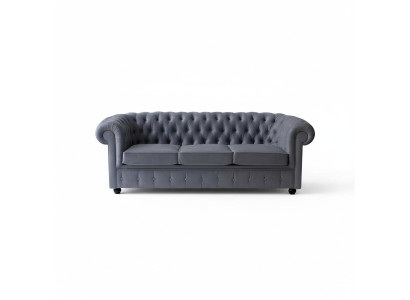 Chesterfield Grauer Dreisitzer Luxus Couch Designer Wohnzimmer Sofa