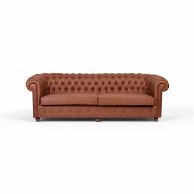 Brauner Dreisitzer Chesterfield 3-er Wohnzimmer Couch Moderne Sofas